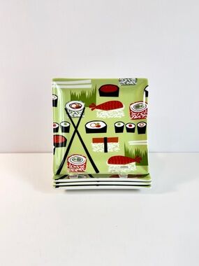 Boston Warehouse 2006 Square Sushi Plates ~ Set of 4
